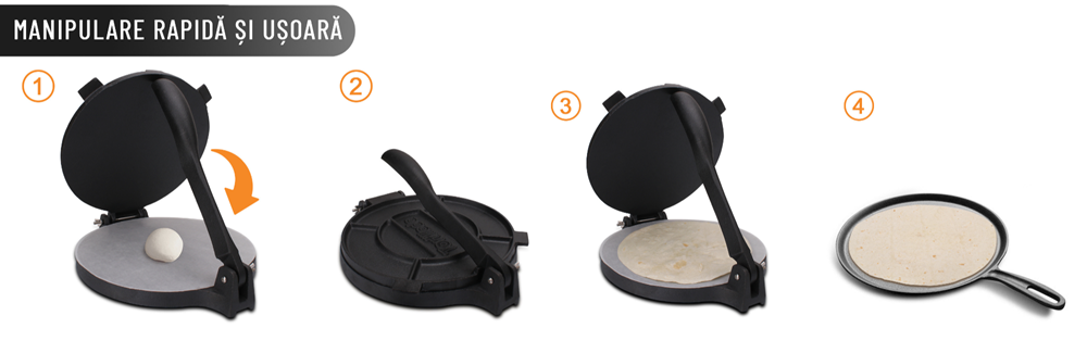 Kit Presa tortilla, Tortillada, fonta pre-asezonata, include hartie de copt x 100 buc