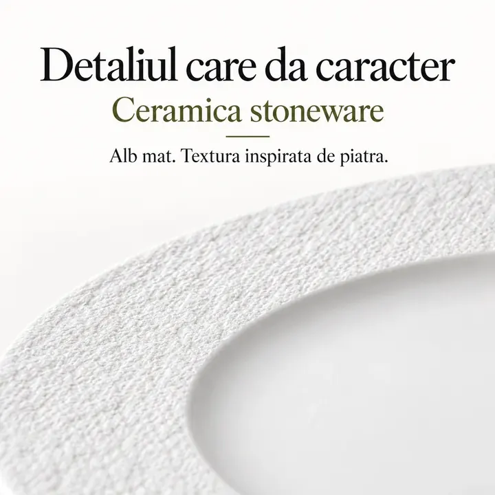 Detaliu margine texturata si finisaj alb mat Oasis White