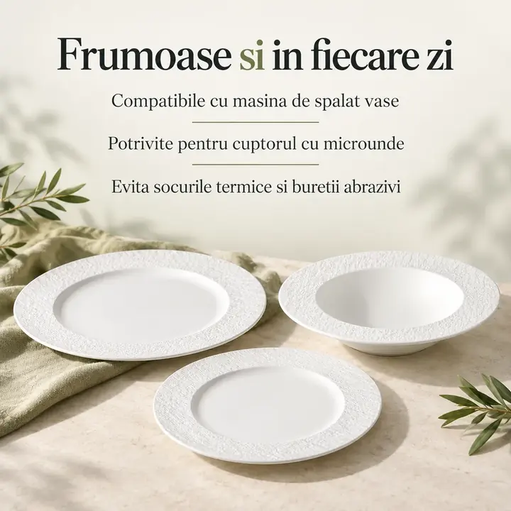 Ingrijirea farfuriilor Oasis White din ceramica stoneware