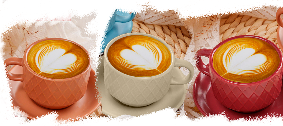 Set 6 Cesti de espresso cu farfurie, colectia Palmanova, ceramica, magma multicolor, 75 ml
