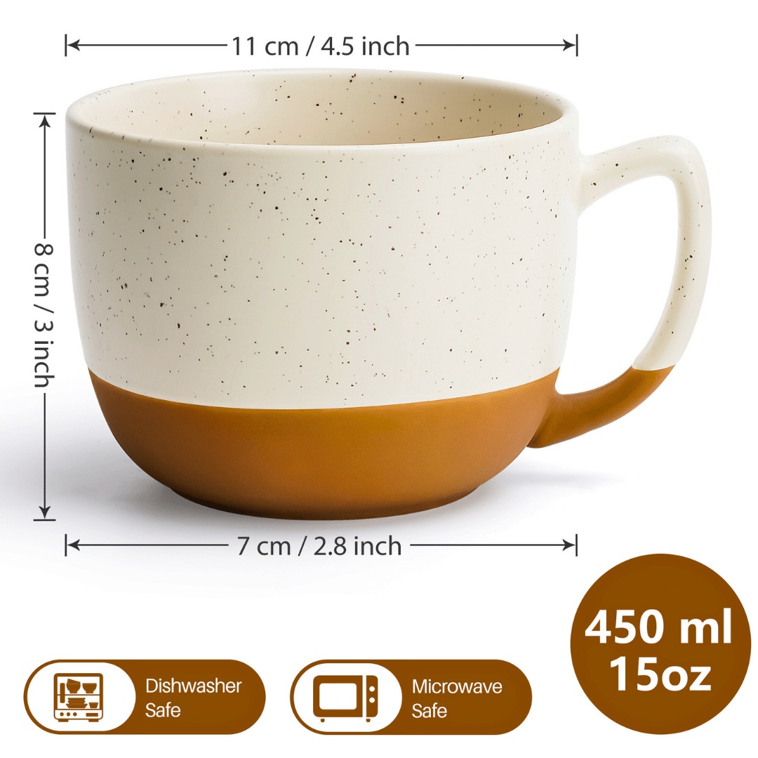 Set 4 Cani de cafea, colectia Aura, ceramica, Alb, 450 ml - 2 | YEO