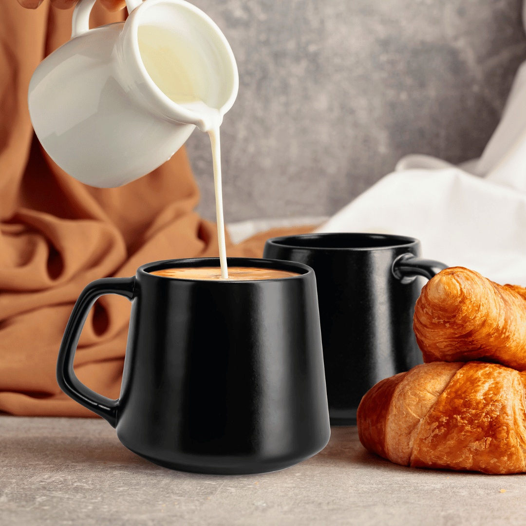 kana Set 4 Cani de cafea, colectia Luxe, ceramica, negru, 420 ml