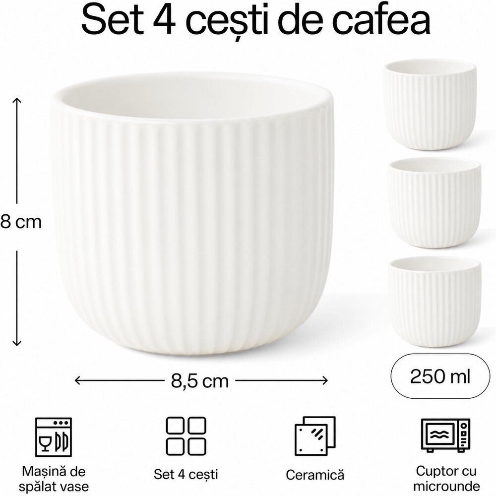 Conținut și dimensiuni set MIAMIO Senita Alb, 250 ml