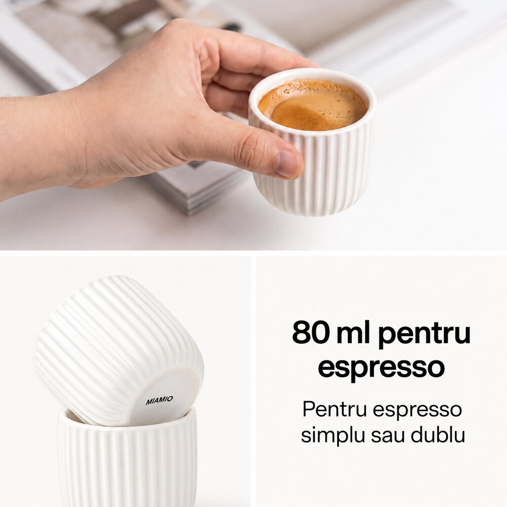 Capacitate ceașcă MIAMIO Senita Alb, 80 ml