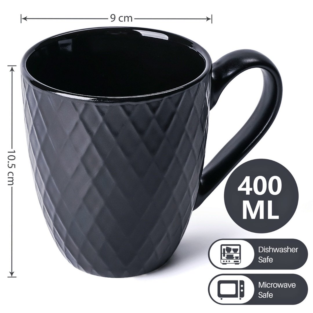 Set 6 Cani de cafea, colectia Palmanova, ceramica, Negru, 400ml - 1 | YEO