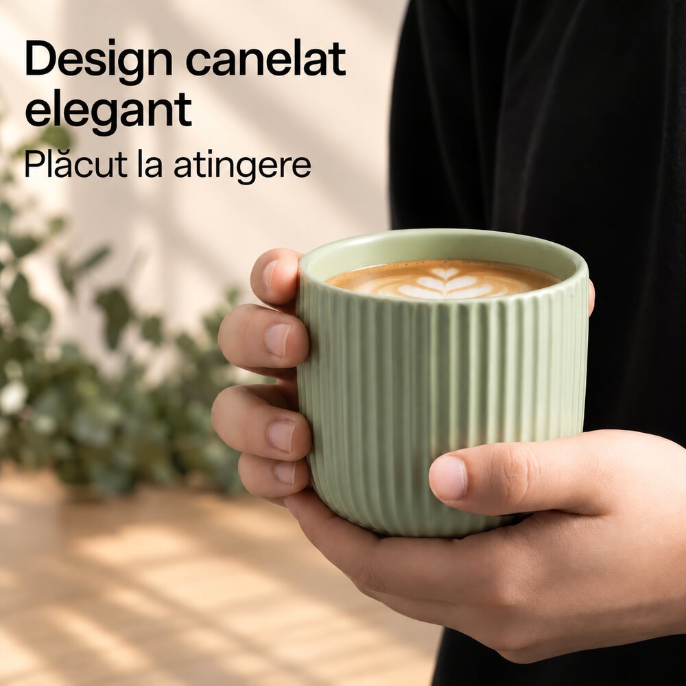 Design canelat, fără toartă MIAMIO Senita Mint, 250 ml