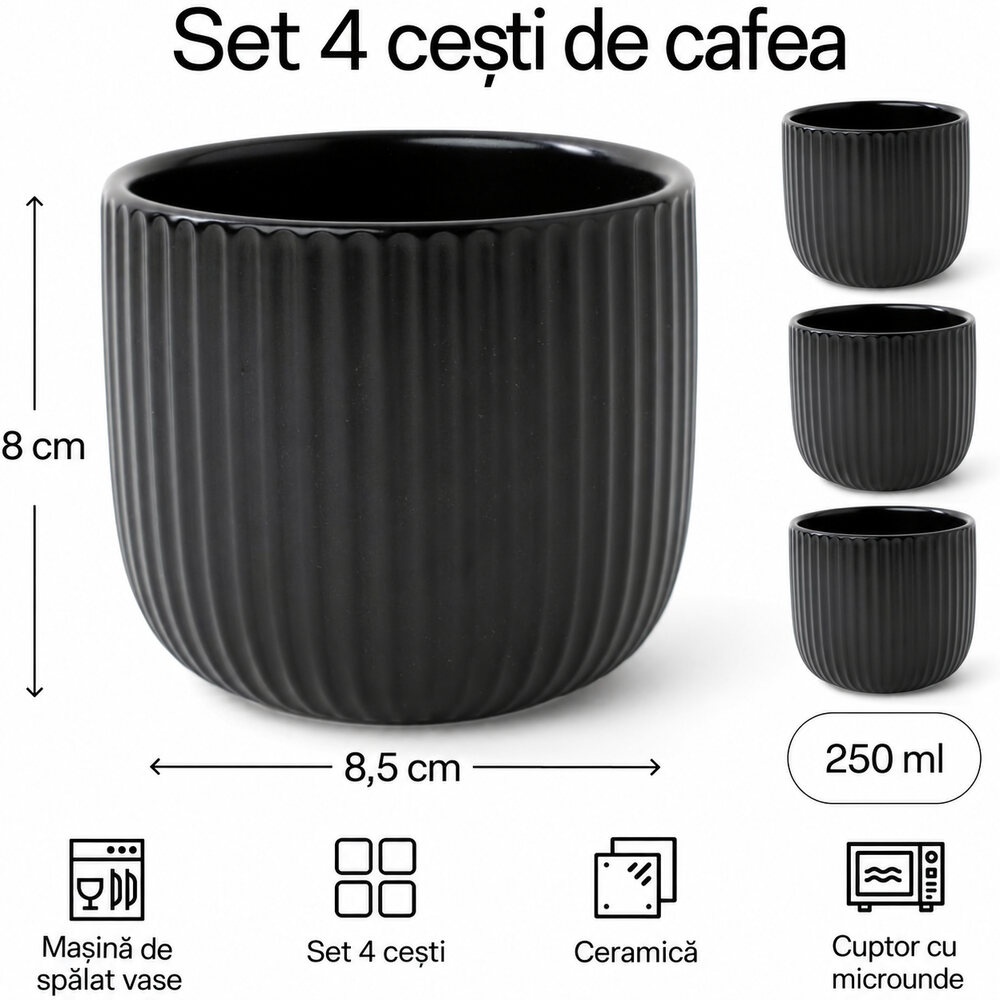Conținut și dimensiuni set MIAMIO Senita Negru, 250 ml