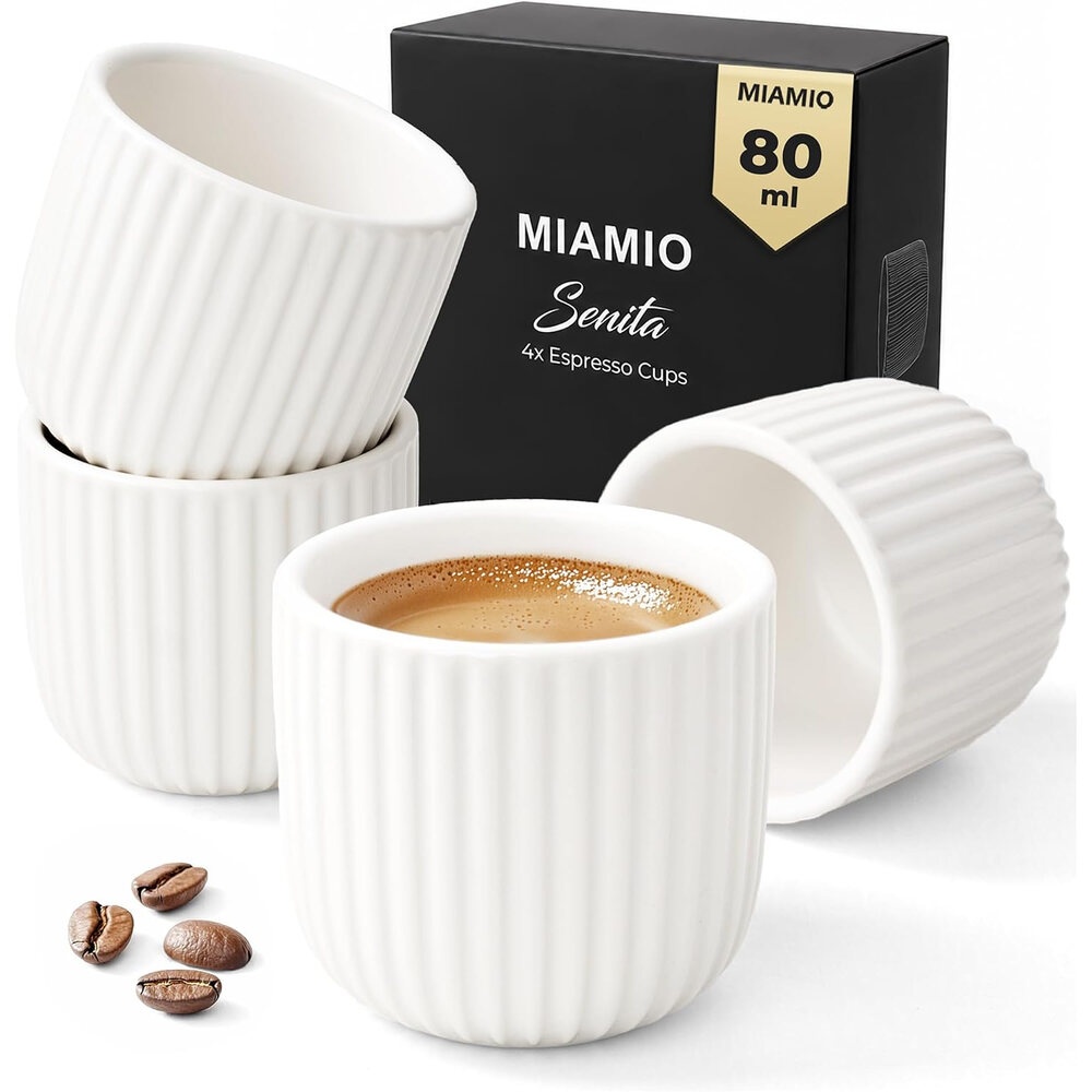 Set 4 cești MIAMIO Senita Alb, 80 ml