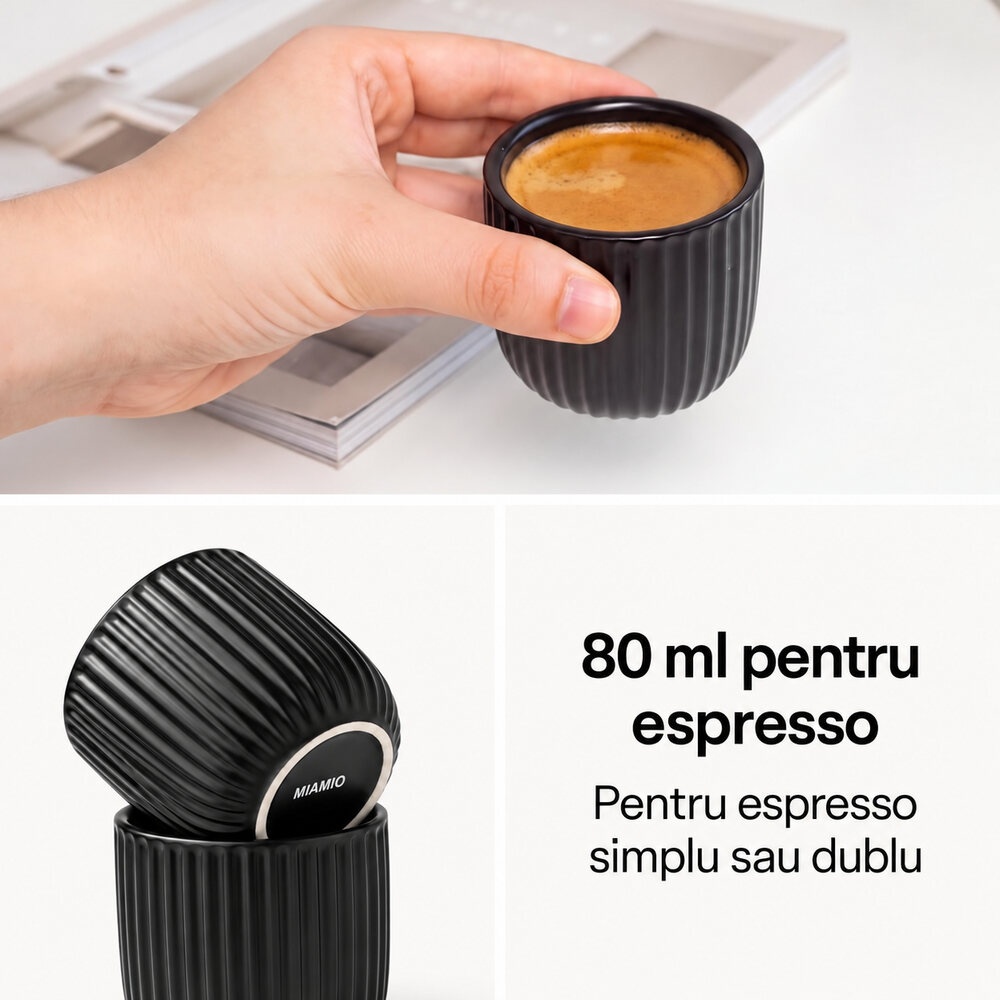 Capacitate ceașcă MIAMIO Senita Negru, 80 ml
