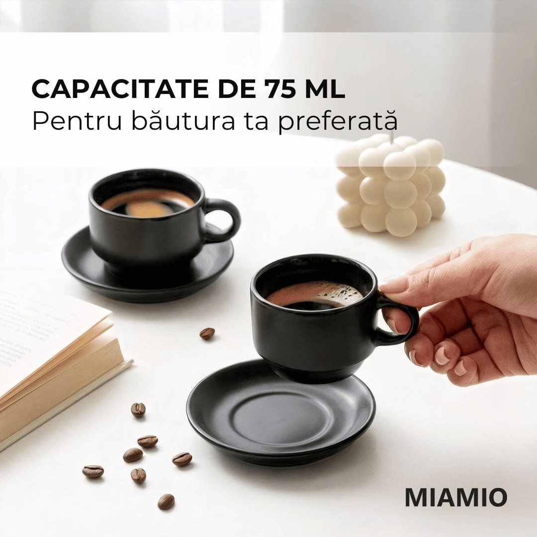 Cești de 75 ml pentru servirea espresso-ului, Le Papillon Negru