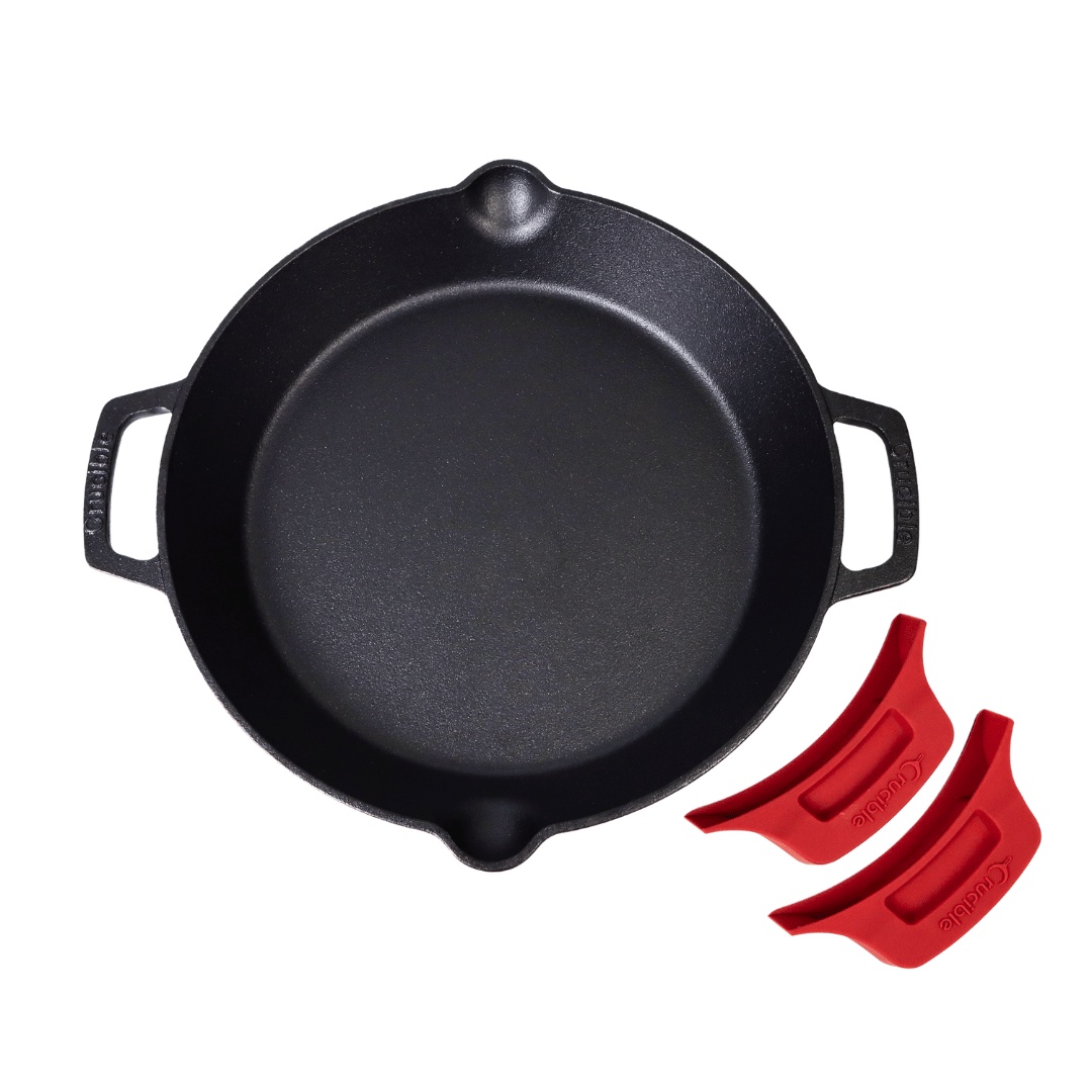 Tigaie adanca rotunda din fonta cu manere, Crucible Cookware, 30cm