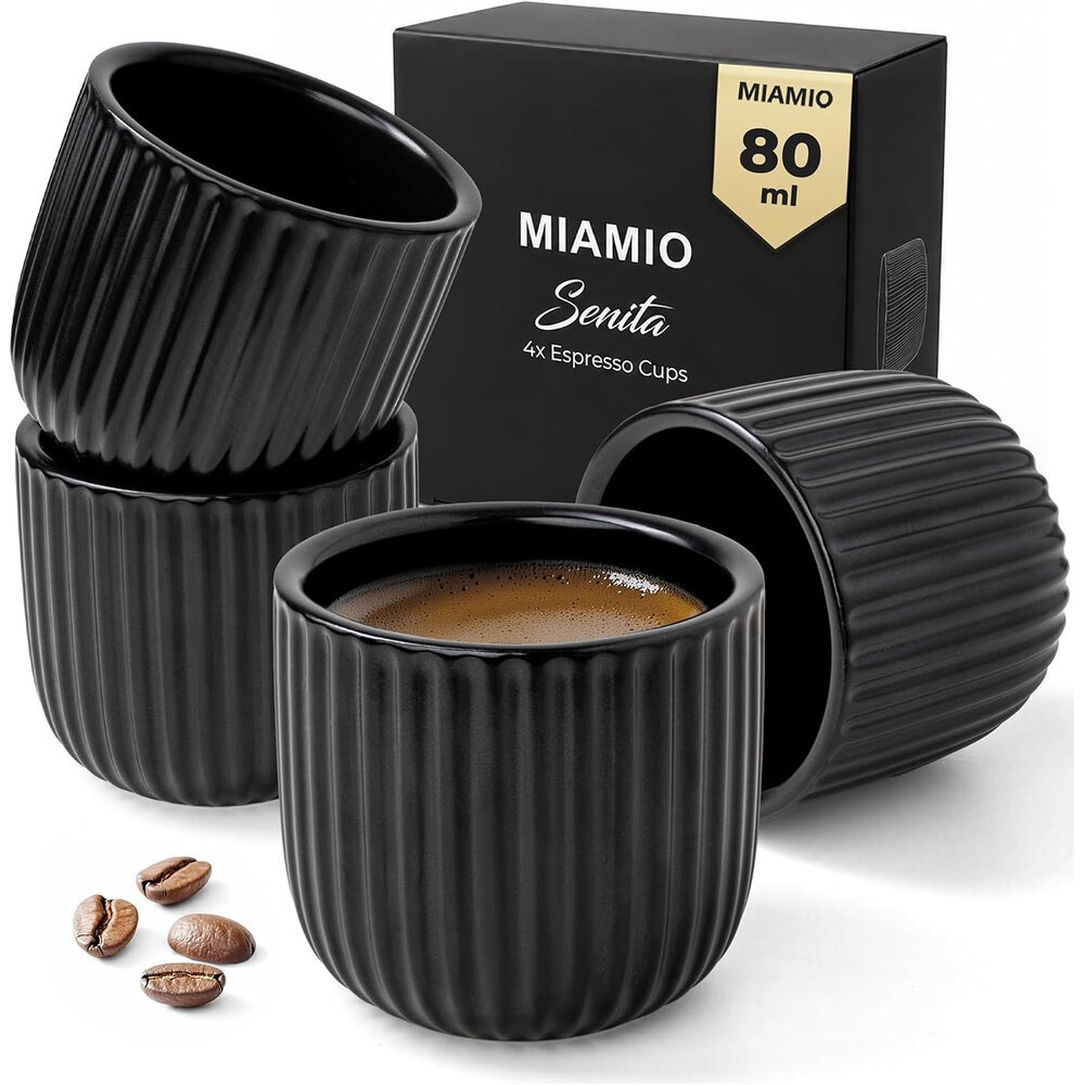 Set 4 cești MIAMIO Senita Negru, 80 ml