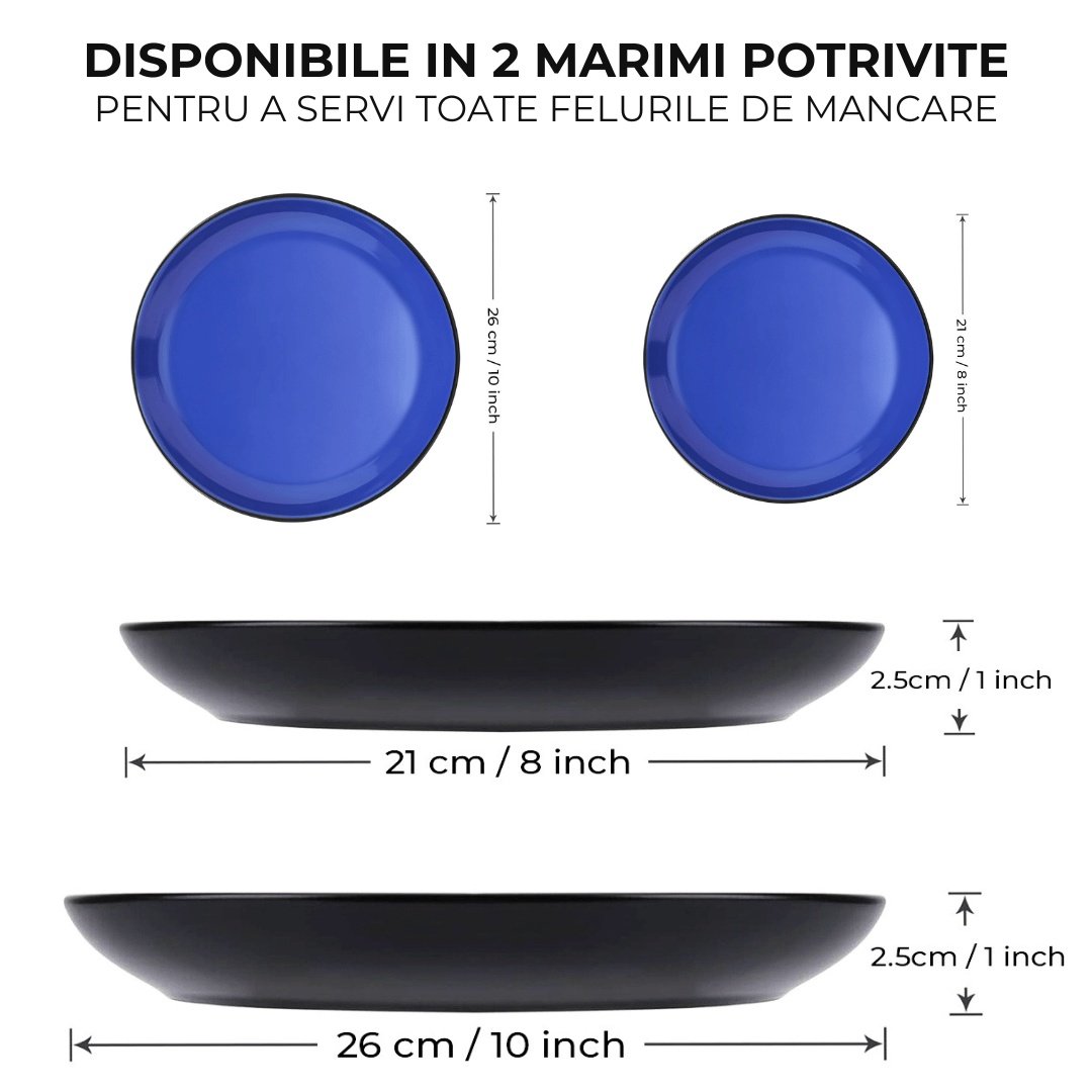 Set 6 Farfurii intinse, colectia Le Papillon, ceramica, albastru - 1 | YEO