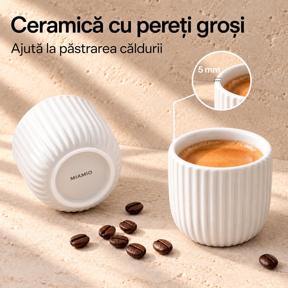 Ceramică cu pereți de aproximativ 5 mm MIAMIO Senita Alb, 80 ml