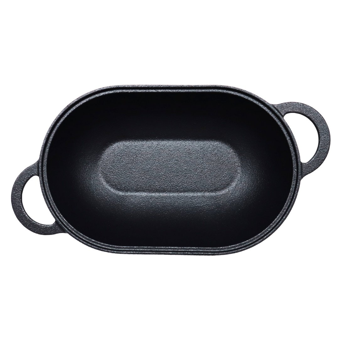 Oala fonta pentru copt paine, Crucible Cookware, tip cuptor olandez cu capac, forma ovala, 24x16cm, 2.7 L - 3 | YEO