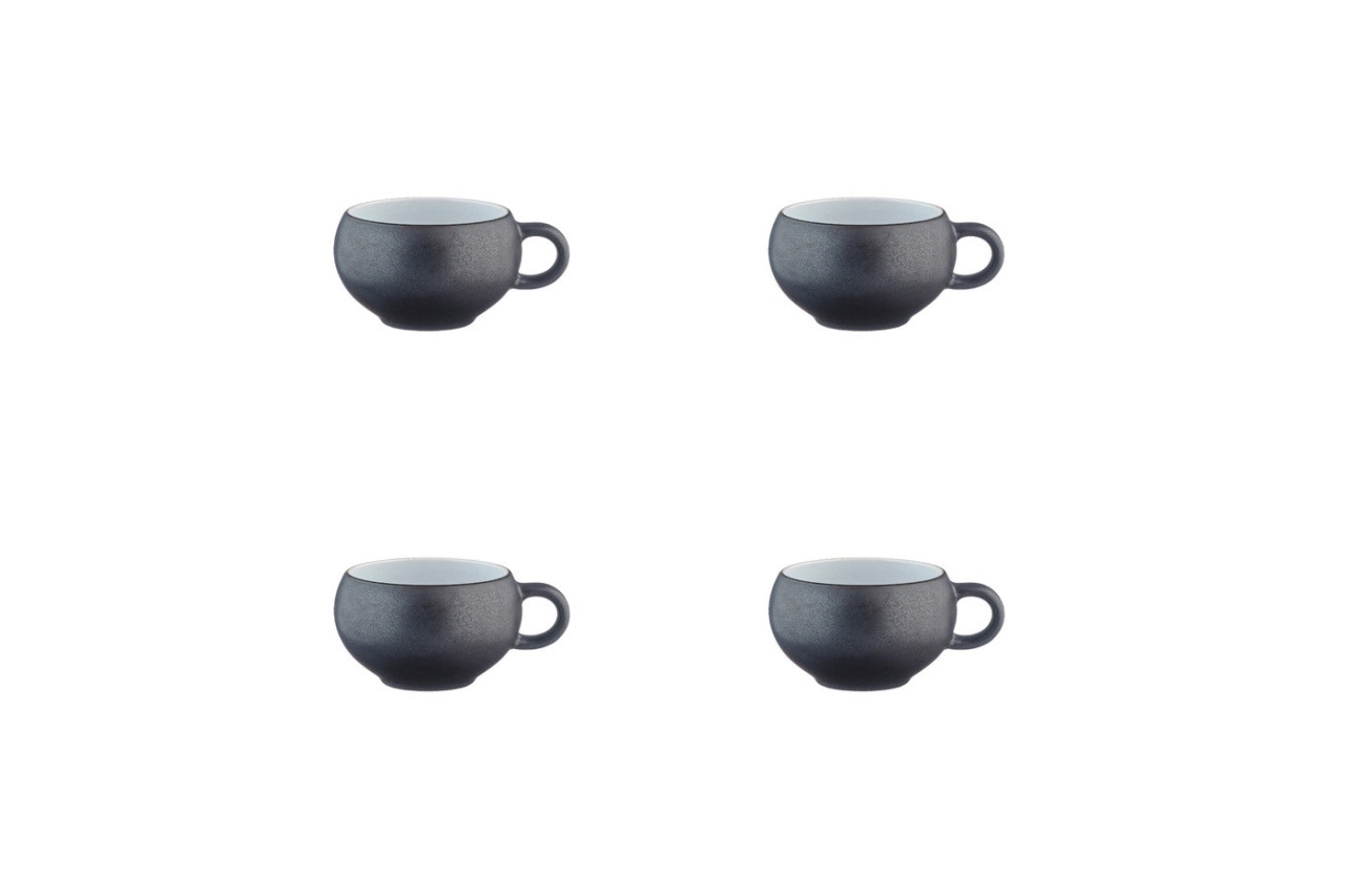 Set 4 Cesti Espresso, Gourmet Onyx, ceramica, design negru mat, 120 ml