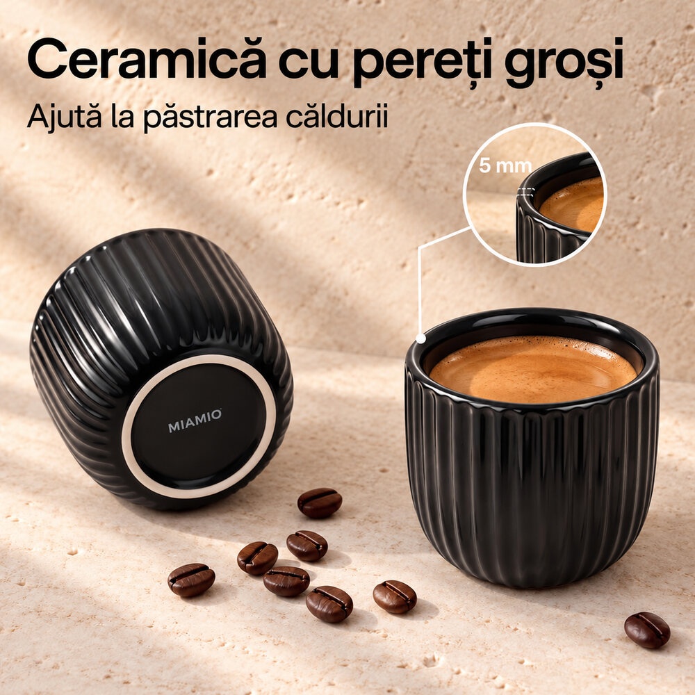 Ceramică cu pereți de aproximativ 5 mm MIAMIO Senita Negru, 80 ml