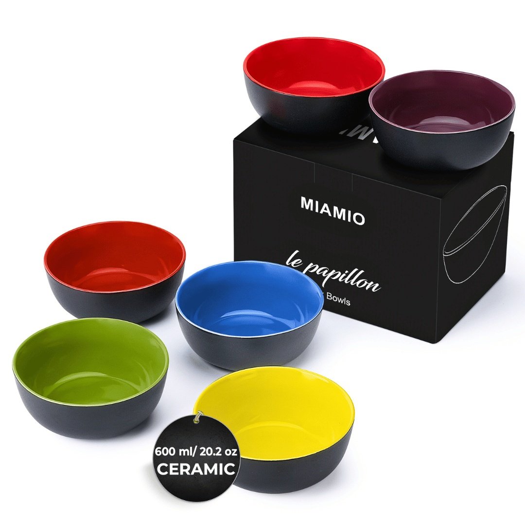 Set 6 Boluri ceramica, colectia Le Papillon, Multicolor, 600 ml