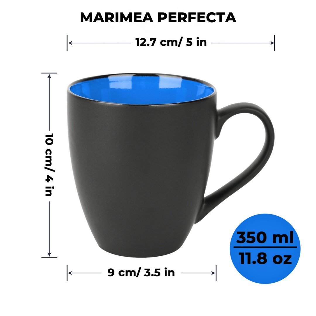 Set 6 Cani de cafea, colectia Le Papillon, ceramica, interior albastru, 350 ml - 1 | YEO