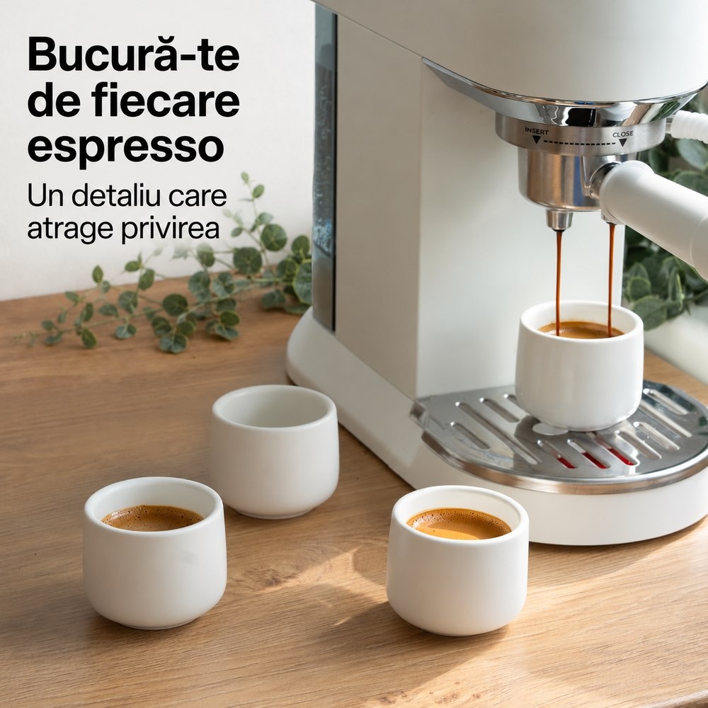 Cesti Nami Alb de 80 ml langa espressor