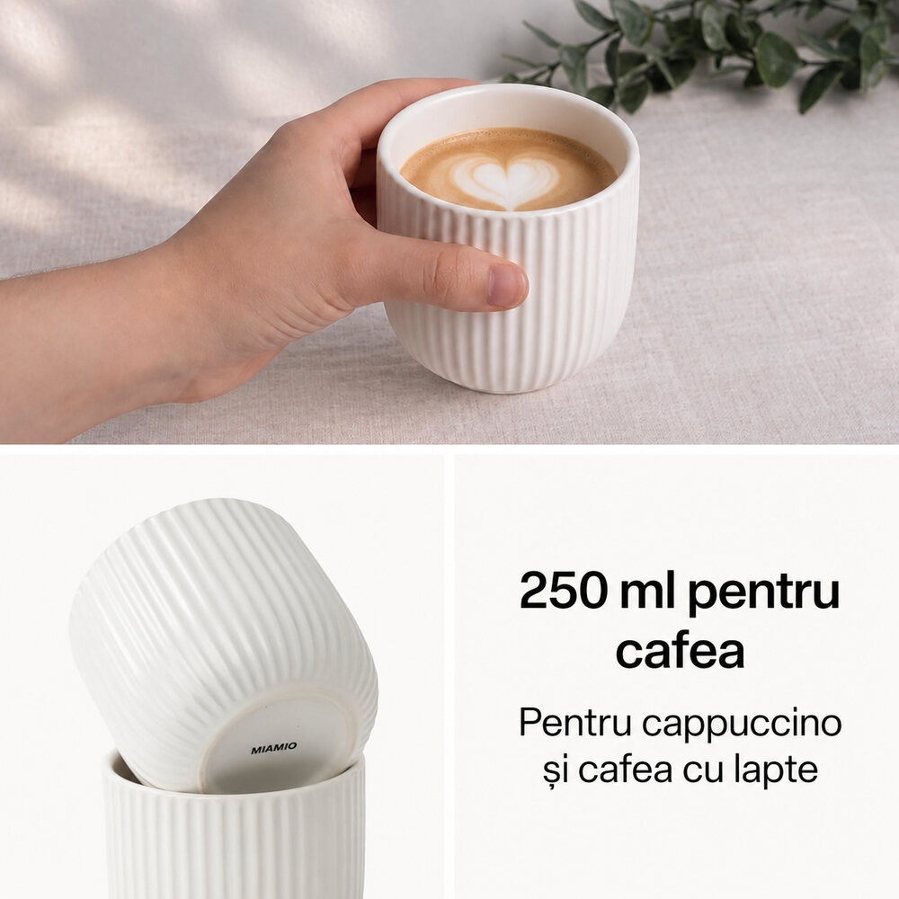 Capacitate ceașcă MIAMIO Senita Alb, 250 ml