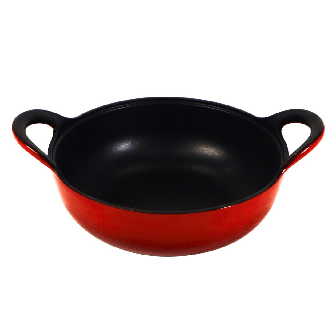 Cratita Balti din fonta emailata cu capac din sticla, Crucible Cookware, 25 cm, 2.8 L, rosie - 3 | YEO