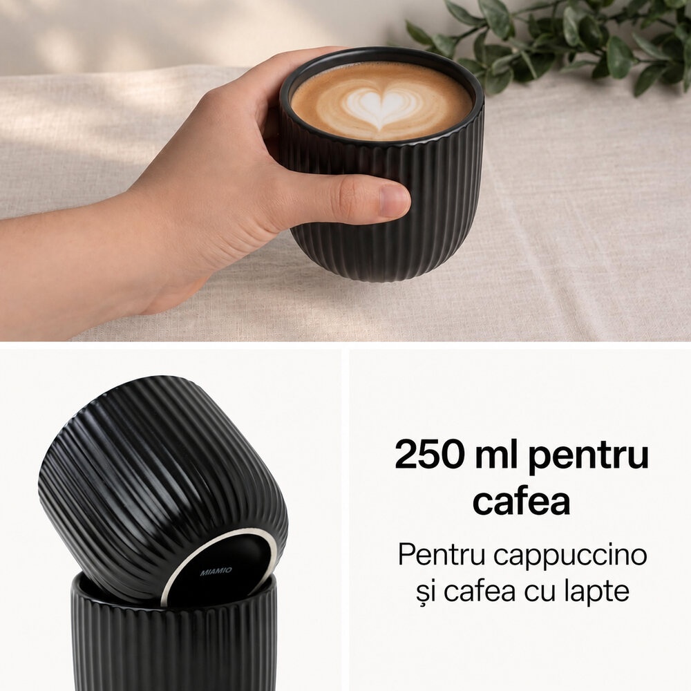 Capacitate ceașcă MIAMIO Senita Negru, 250 ml