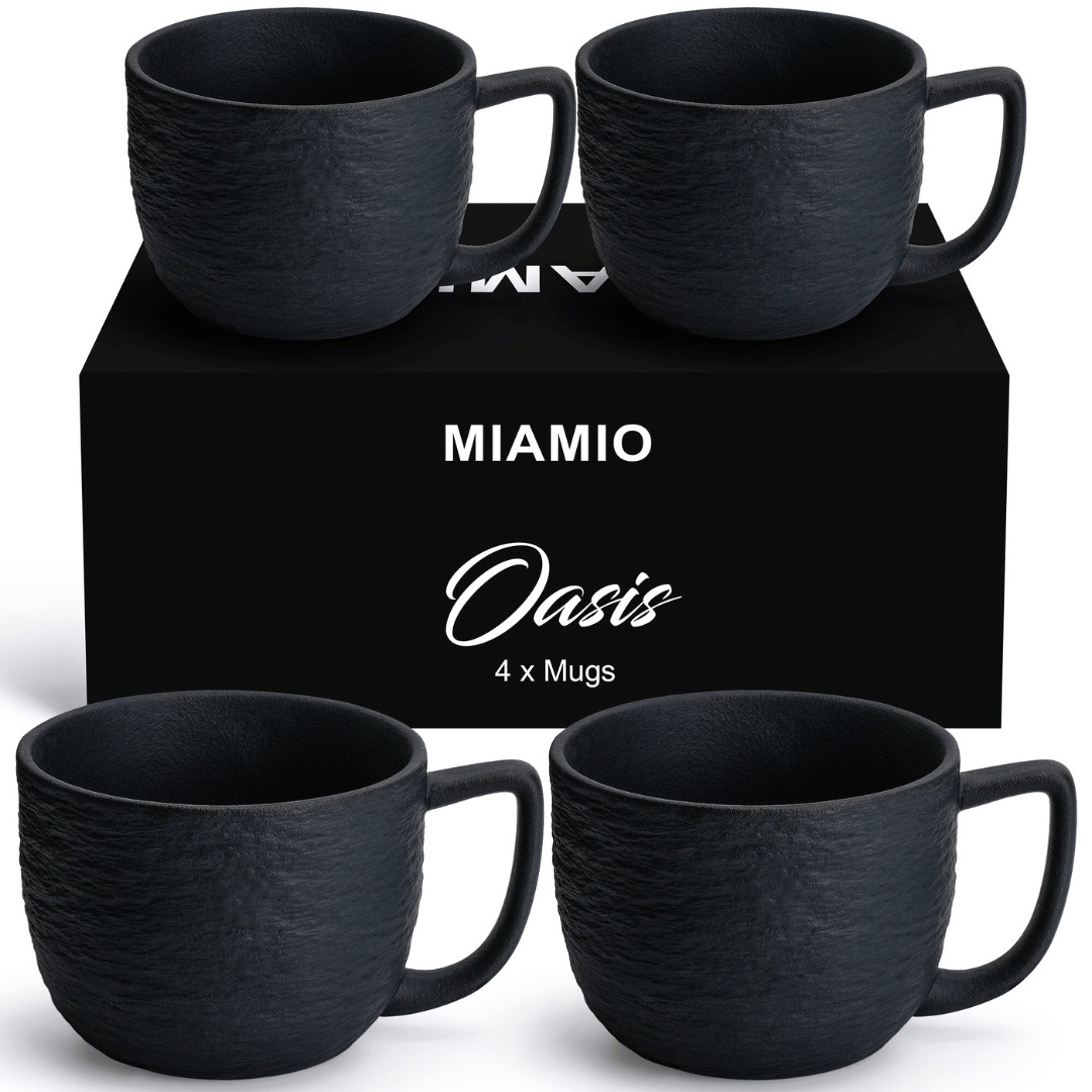 Set 4 Cani de cafea, colectia Oasis, ceramica, negru, 450 ml