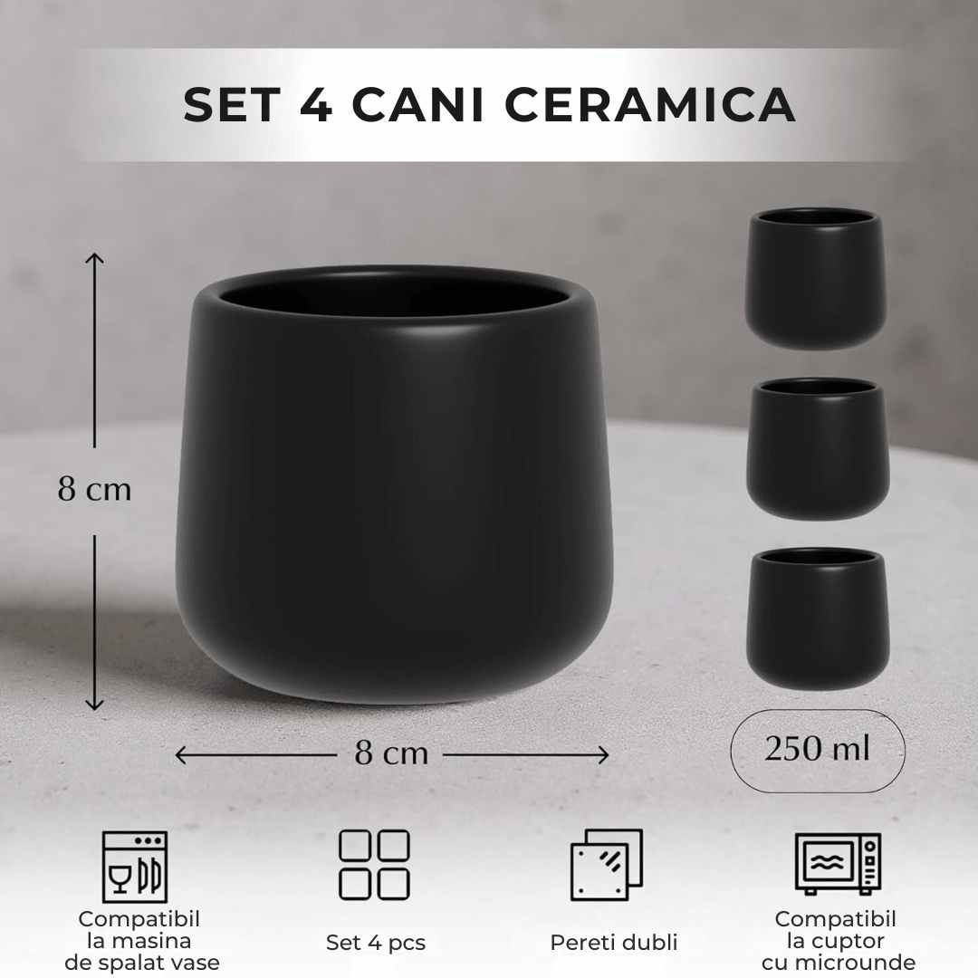 Detaliu set Nami Negru, 250 ml, ceramica fara toarta