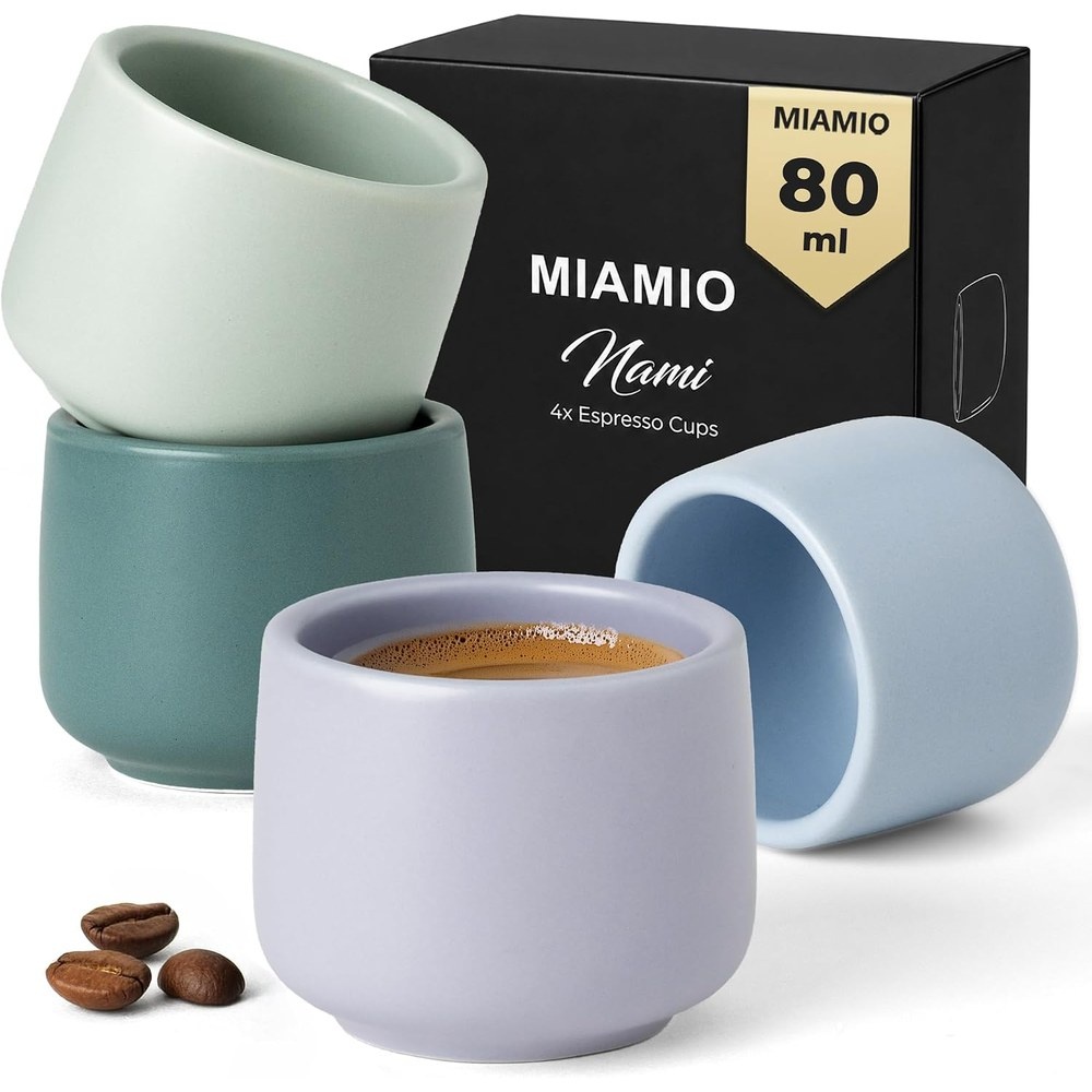 Set 4 cesti espresso MIAMIO Nami Pastel Coast, 80 ml, ceramica, fara toarta