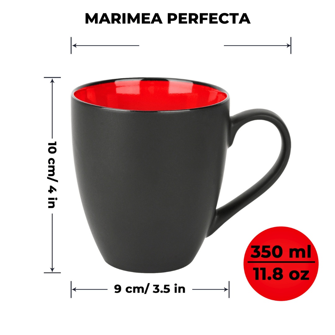 Set 6 Cani de cafea, colectia Le Papillon, ceramica, interior rosu, 350 ml - 1 | YEO