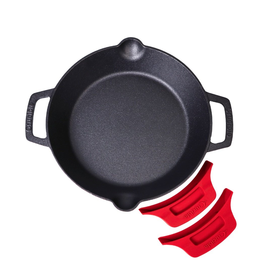 Tigaie adanca rotunda din fonta cu manere, Crucible Cookware, 26 cm