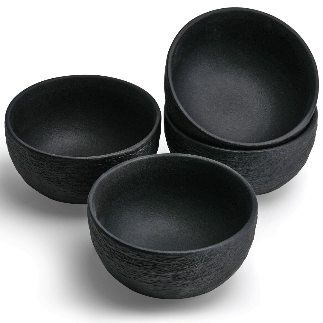 Set 4 Boluri ceramica, colectia Oasis, negru, 750 ml