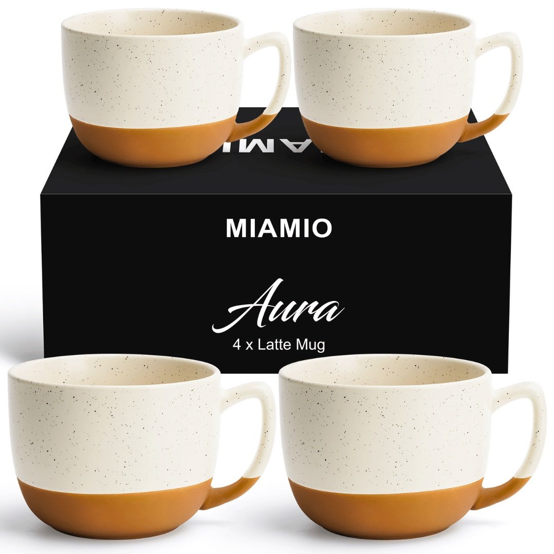 Set 4 Cani de cafea, colectia Aura, ceramica, Alb, 450 ml