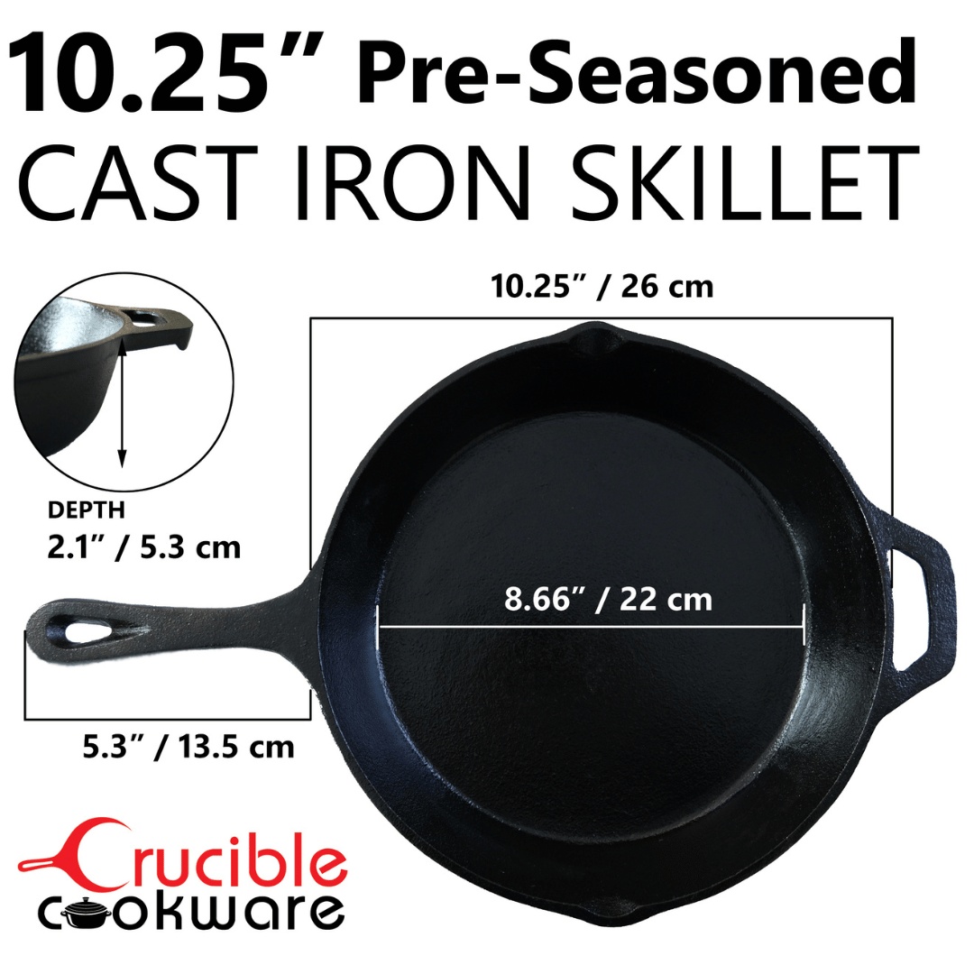 Tigaie din fonta cu capac din sticla, Crucible Cookware, 26 cm, pre-asezonata, racleta si zale de curatare si 2 suporturi din silicon termorezistent incluse - 1 | YEO