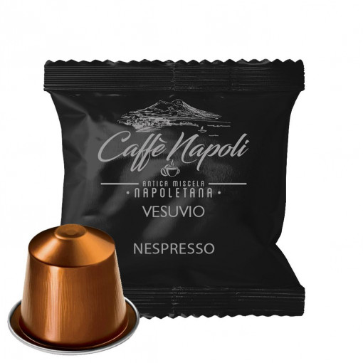 Capsule Cafea artizanala, Caffé Napoli, Vesuvio 100% Robusta, compatibile Nespresso, 100 Capsule aluminiu, 600 g