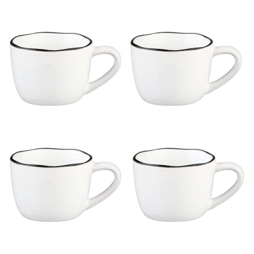 Set 4 Cesti de cafea, colectia Pure, gresie ceramica, alb, 120 ml