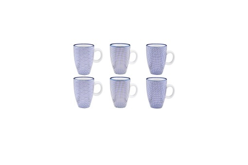Set 6 Cesti de espresso, PATTERN Blue, portelan, 90 ml, albastru model