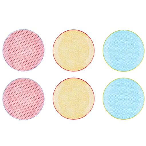 Set 6 Farfurii intinse, portelan - colectia Pattern Color