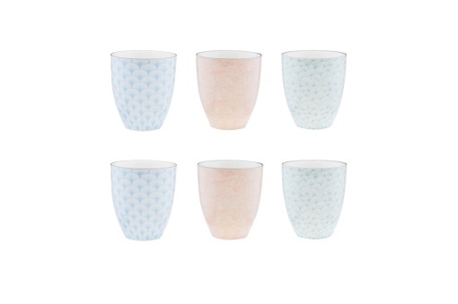 Set 6 Cani de cafea, PATTERN Pastel, portelan, 300 ml, multicolor