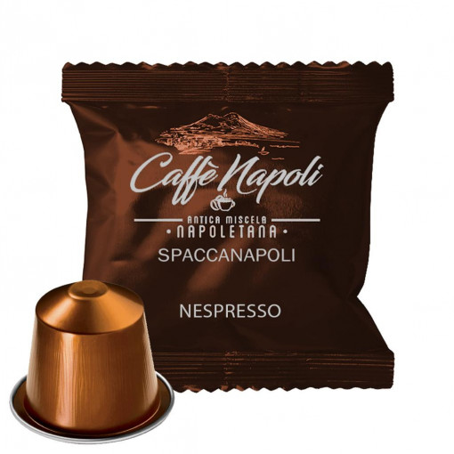Capsule Cafea artizanala, Caffé Napoli, SpaccaNapoli, 30% Arabica 70% Robusta, compatibile Nespresso, 100 Capsule aluminiu, 600 g