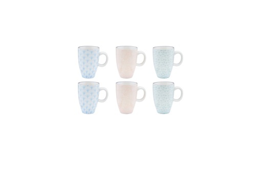 Set 6 Cesti de espresso, PATTERN Pastel, portelan, 90 ml, multicolor
