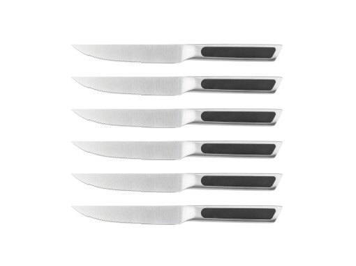 Set 6 Cutite de friptura, LOKI, lama inox satinat cu maner ABS negru mat