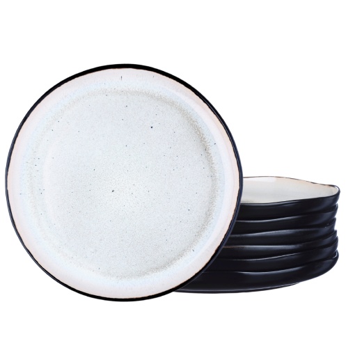 Set 6 Farfurii intinse, colectia Iris, ceramica glazurata, alb Ivory