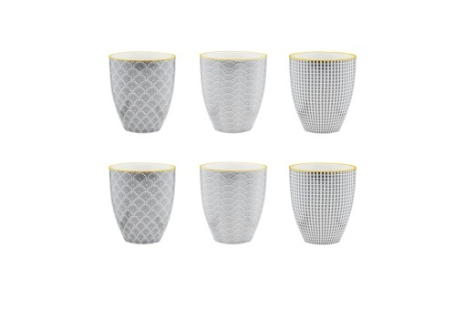Set 6 Cani de cafea, PATTERN Eclipse, portelan, 300 ml, gri antracit