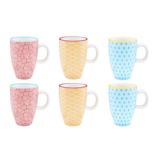 Set 6 Cesti de cafea, portelan, 90 ml - colectia Pattern Color