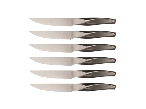 Set 6 Cutite de friptura, LARUS, lama inox satinat cu maner gri metalizat