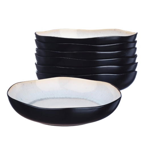 Set 6 Farfurii adanci, colectia Iris, ceramica glazurata, Ø22,5 cm, alb Ivory