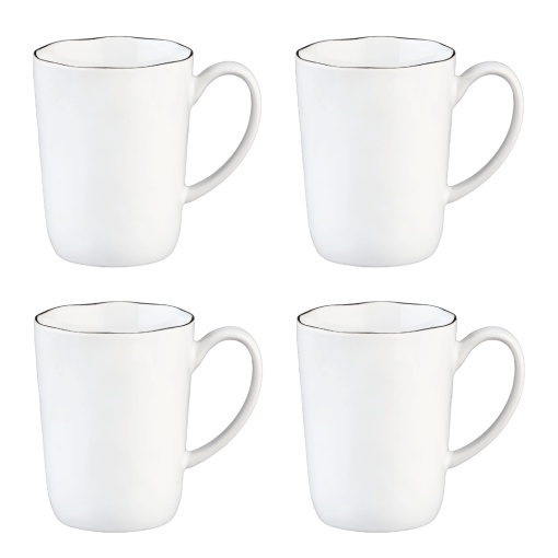 Set 4 Cani de cafea, colectia Pure, gresie ceramica, alb, 400 ml