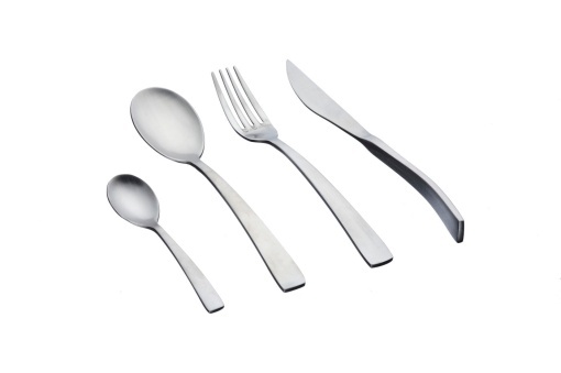 Set 24 Tacamuri inox OGLU, 6 persoane, 6 x Cutite, 6 x Linguri, 6 x Furculite, 6 x Lingurite, Otel inoxidabil, design ergonomic modern, Argintiu mat